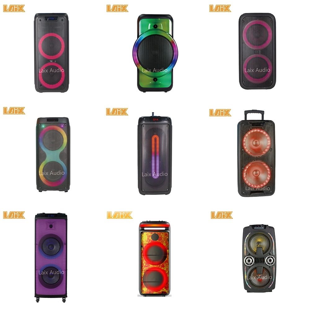 Dual 8 Inch Bt Profissional Caixa De Som Stage Big Double Outdoor Karaoke Portable Trolley Speaker with LED Screen Wireless Mic